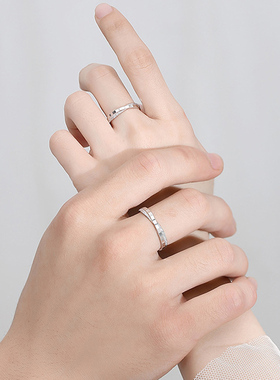 相濡以沫情侣戒指纯银对戒男女小众冷门指环一对不掉色可水洗刻字