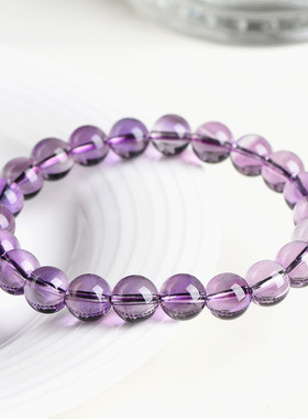 天然浅紫水晶手链  巴西紫水晶 DIY时尚手链  厂家直销