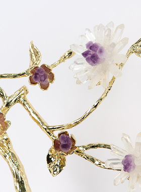 紫水晶发财树摆件客厅玄关酒柜轻奢招财装饰品紫气东来乔迁送礼