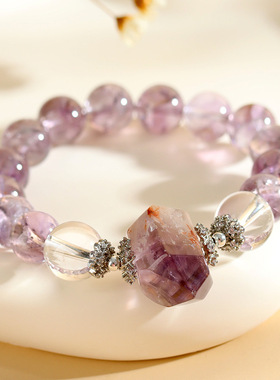 天然水晶紫阿赛单圈手链新中式时尚原创新爆款手串饰品礼物