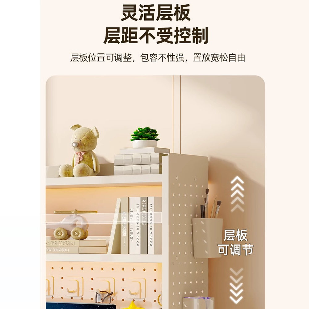 桌面洞洞板置物架书桌电脑显示器增高架桌上铁艺书架多层收纳架子 - 图0