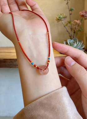 好运水晶平安扣南红玛瑙串珠项链