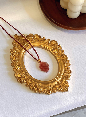 桃花草莓晶水晶狐狸转运珠项链女