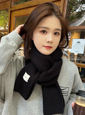 韩风卡其色针织围巾女毛线围脖