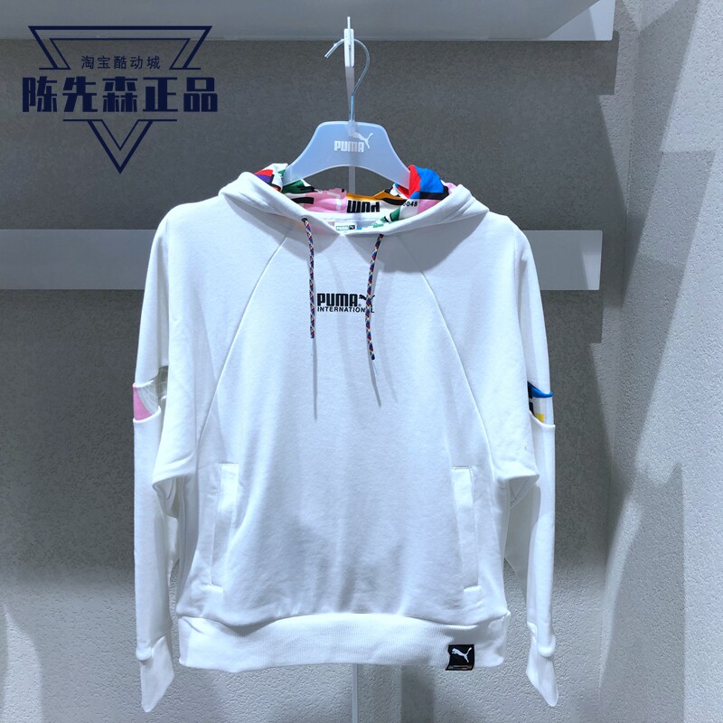 Puma/彪马卫衣女2021年春季运动休闲连帽针织印花套头衫531351-01_虎窝淘