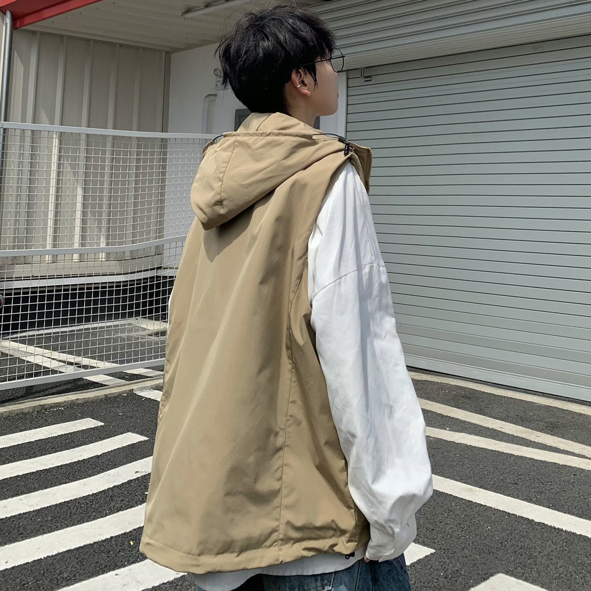 复古飘带机能连帽马甲男秋季外套加肥加大码潮流胖人宽松工装背心,淘宝优惠券,粉丝福利购,淘宝优惠卷