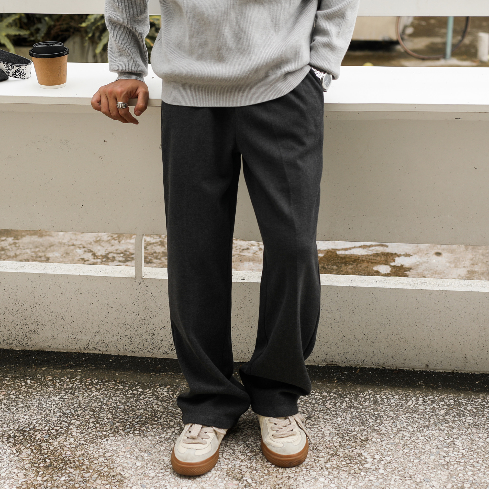 420g嘿马七作日式复古休闲潮流直筒裤秋冬季垂顺松紧男宽松长裤潮,淘宝优惠券,粉丝福利购,淘宝优惠卷