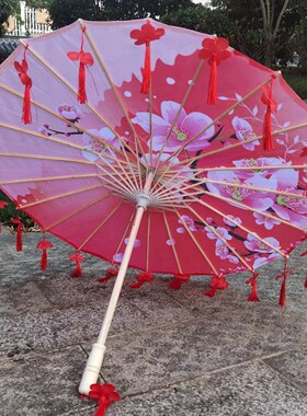 油纸伞儿童古风花瓣流苏伞防雨古代汉服舞蹈伞