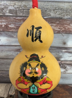 天然葫芦摆件国潮福禄烫画家居玄关装饰客厅非遗工艺品大号带龙头