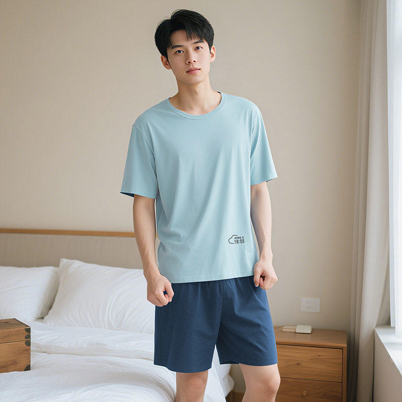 2026夏季莫代尔棉情侣家居服男女圆领短袖柔软亲肤居家套装休闲长