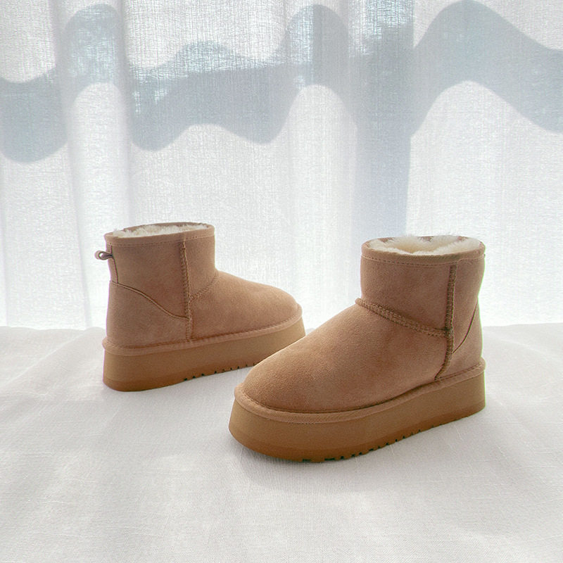 厚底雪地靴女皮毛一体防滑增高外穿女靴秋冬保暖松糕跟短筒冬鞋,淘宝优惠券,粉丝福利购,淘宝优惠卷