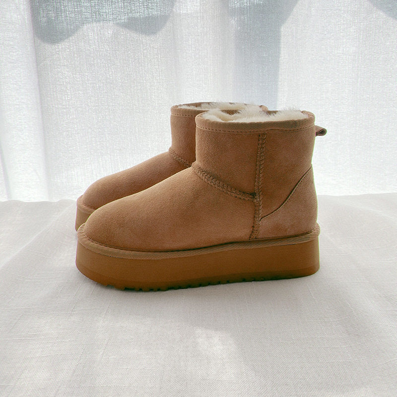 厚底雪地靴女皮毛一体防滑增高外穿女靴秋冬保暖松糕跟短筒冬鞋,淘宝优惠券,粉丝福利购,淘宝优惠卷