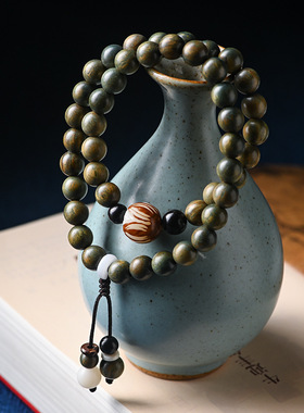 复古绿檀木手链男女通用国风手串