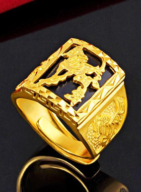 越南沙金欧美风镶宝石开口戒指