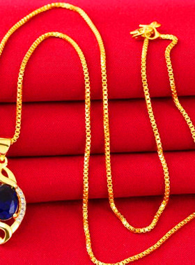 女士百搭镶嵌宝石沙金水滴吊坠