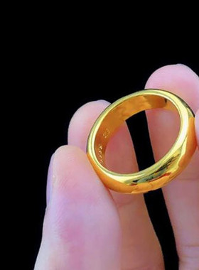 越南沙金欧美风光面情侣戒指