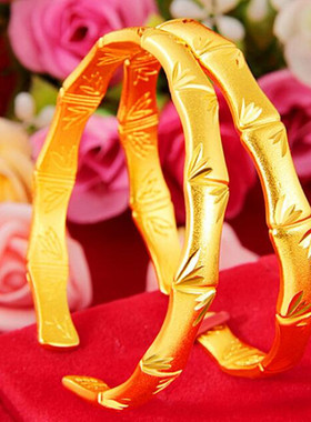 越南沙金女士竹子开口手链