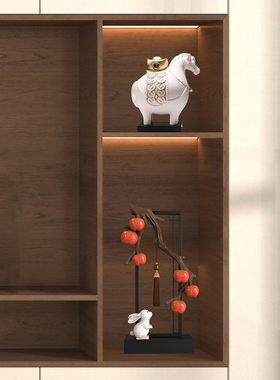 柿柿如意摆件电视柜家居装饰品玄关高新中式酒柜乔迁礼物客厅旺宅