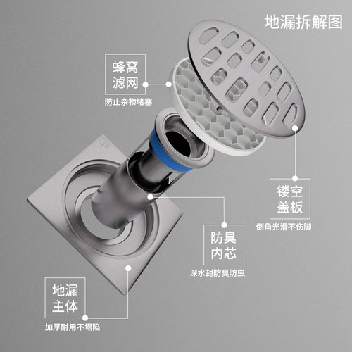 潜水艇深水封U型防臭地漏不锈钢 卫生间淋浴家用洗衣机地漏防臭器 - 图2