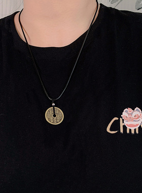 新款山鬼花钱铜钱吊坠项链