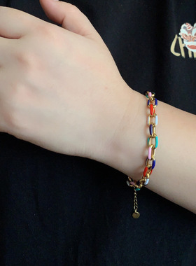 多巴胺彩色钛钢手链滴油款