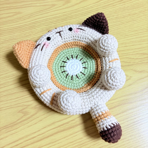 DIY手工小猫手机支架毛线编织材料包动物水果杯垫隔热垫桌面礼物 - 图3