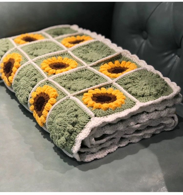 DIY手工毛线编织向日葵花毯子自制盖毯沙发毯钩针材料包,淘宝优惠券,粉丝福利购,淘宝优惠卷