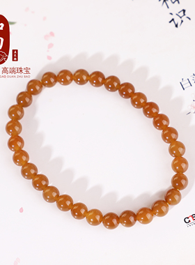 新疆和田玉切末糖橘糖色单圈手链