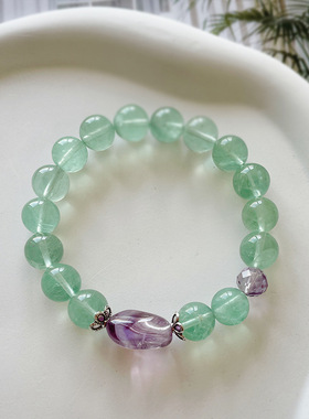 【紫陌垂杨】天然绿萤石水晶手串