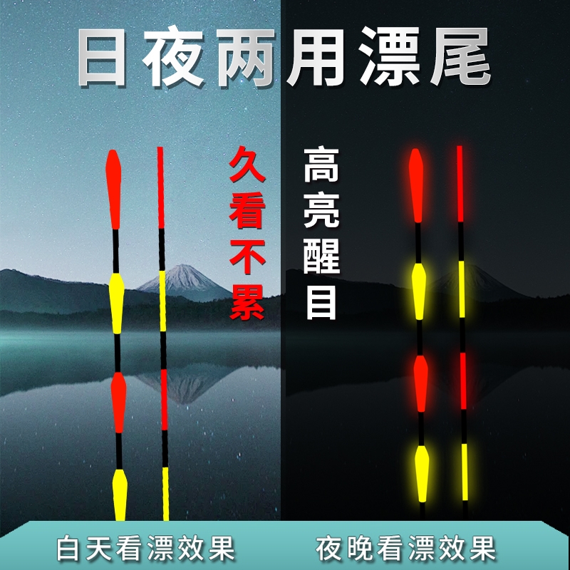 青鱼防爆加固大物夜光漂巨物远投无铅自立发光标日夜光两用跑铅漂 - 图0