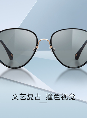 海俪恩 新款太阳镜女夏季渐进粉色墨镜出街拍照防紫外线8211