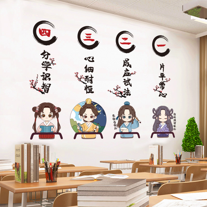 教室布置装饰小学班级文化墙励志语录贴纸教育培训机构创意墙贴画_虎窝淘