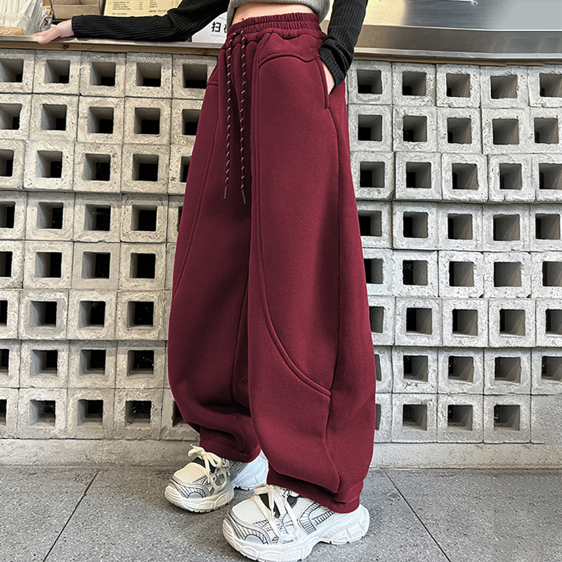 女童裤子秋冬2025新款秋装女孩大童香蕉弯刀裤儿童卫裤加绒运动裤 - 图2