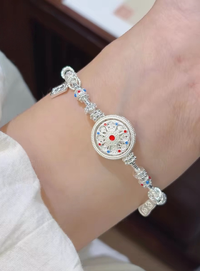 2026新款八宝罗盘手链新中式国风招财平安吉言盘缠手串送礼物