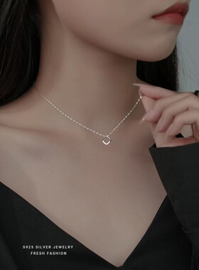 S925纯银吊坠项链女轻奢小众ins简约高级设计感锁骨链