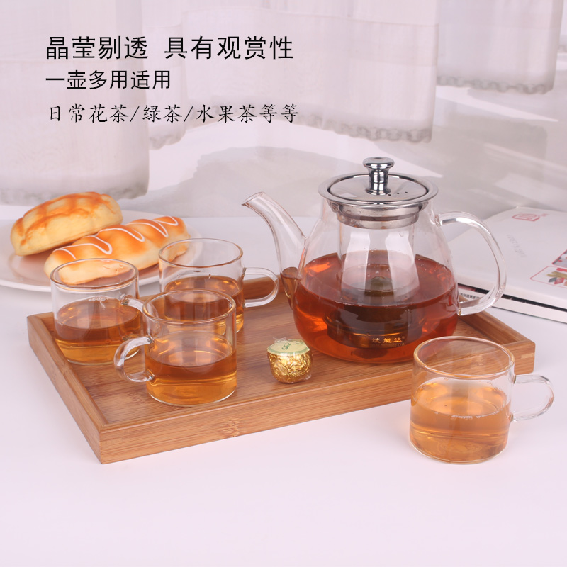 斌能达茶具耐高温花茶壶高硼硅加厚玻璃泡茶壶家用拆洗内胆煮茶壶