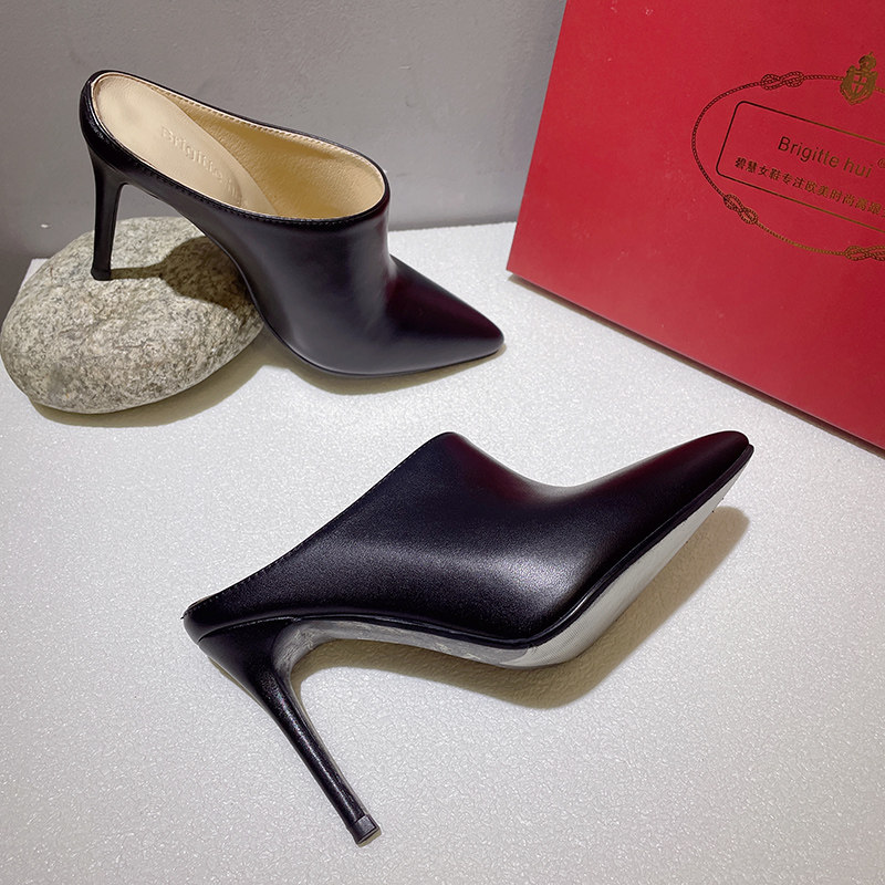 2025欧美春秋新品牛皮单鞋深口细跟尖头两穿舒适女鞋细跟高跟鞋,淘宝优惠券,粉丝福利购,淘宝优惠卷