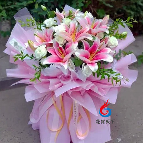 送台州市仙居县温岭市临海市鲜花店同城配送老婆香水百合玫瑰花束 - 图1