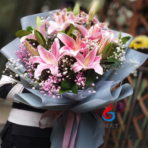 送台州市仙居县温岭市临海市鲜花店同城配送老婆香水百合玫瑰花束 - 图2