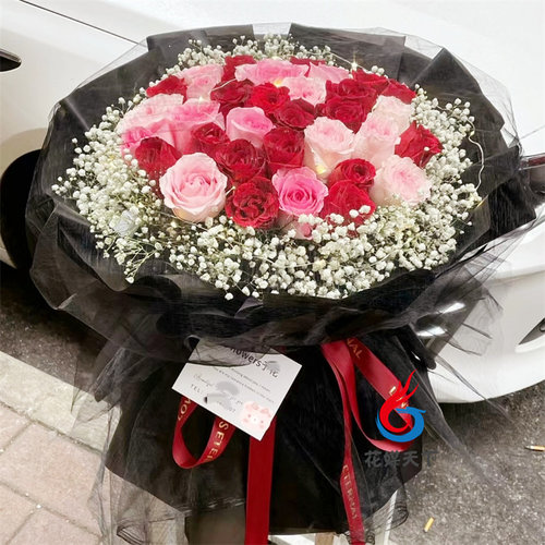 通化市柳河县梅河口市集安市花店同城送男女友领导玫瑰混搭鲜花束 - 图3