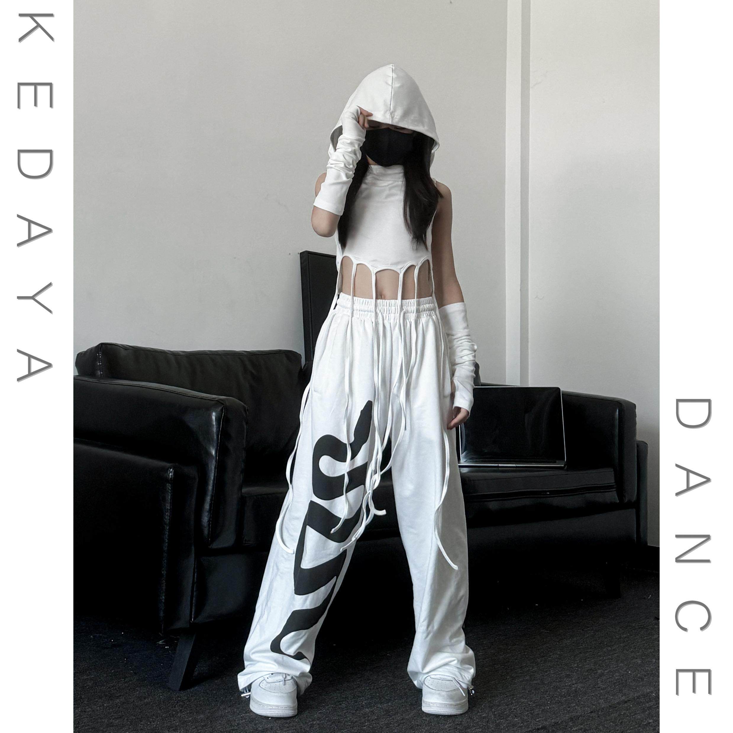 2025春夏新款女童废土风连帽背心印花卫裤少儿爵士舞演出服两件套,淘宝优惠券,粉丝福利购,淘宝优惠卷