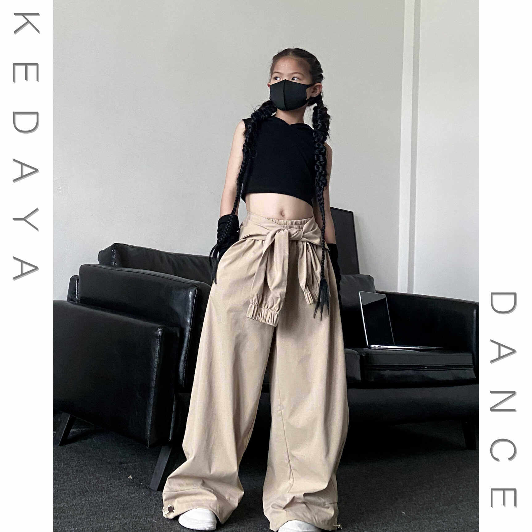 夏季新款童装潮酷女童废土风连帽无袖上衣假两件工装裤爵士舞套装,淘宝优惠券,粉丝福利购,淘宝优惠卷