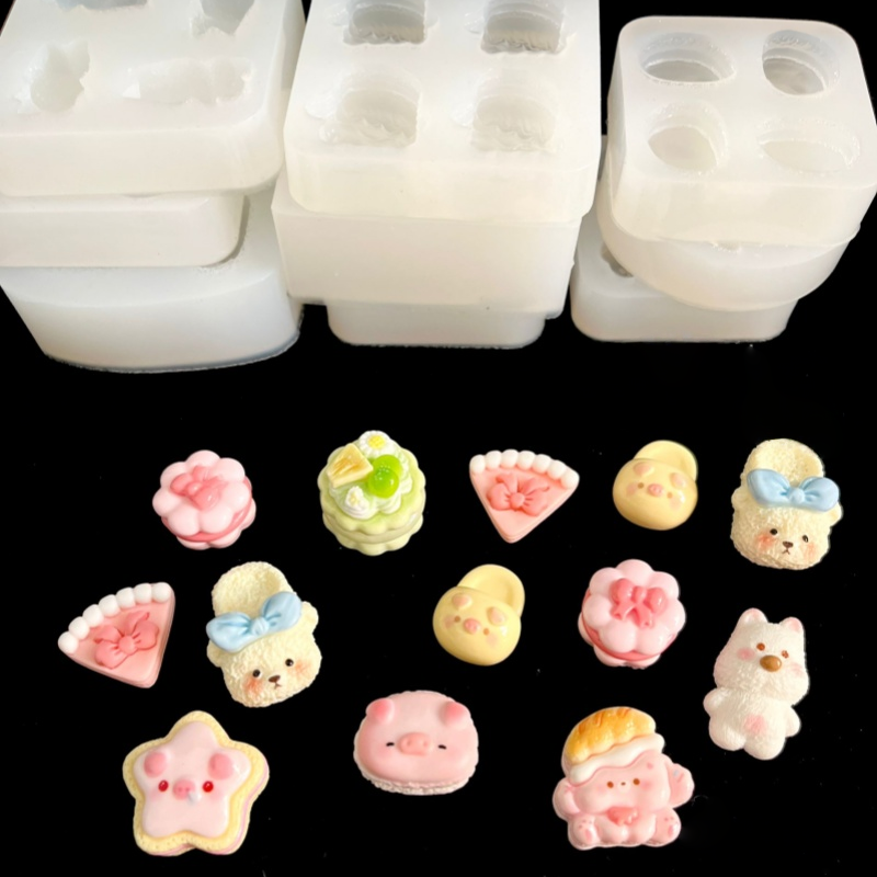 diy小鼻噶食玩狗狗拖鞋小猪包熊蛋糕捏捏硅胶模具捏捏乐滴胶模具 - 图0