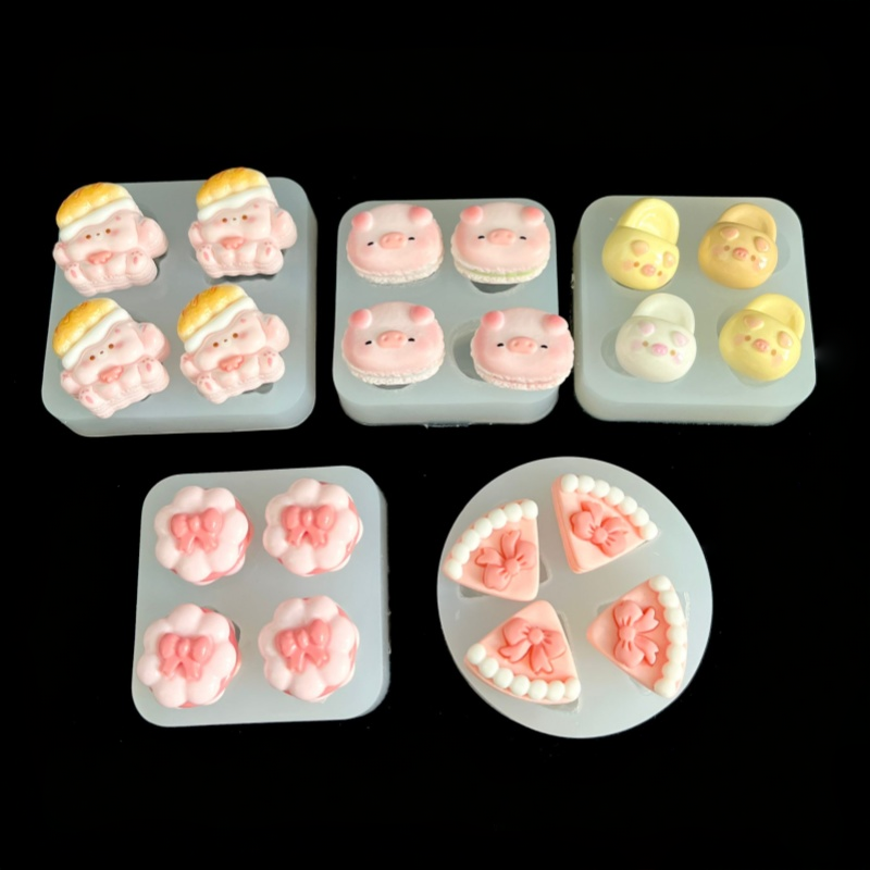 diy小鼻噶食玩狗狗拖鞋小猪包熊蛋糕捏捏硅胶模具捏捏乐滴胶模具 - 图2