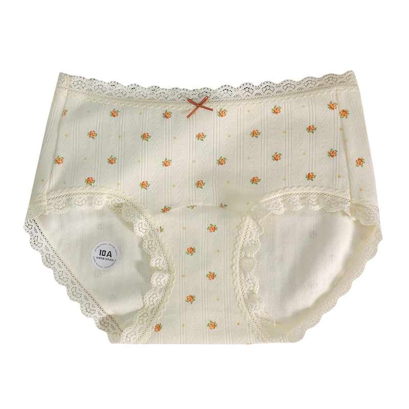 奶油碎花10A抑菌少女内裤女生A类纯棉2024新款加长裆中腰三角短裤,淘宝优惠券,粉丝福利购,淘宝优惠卷