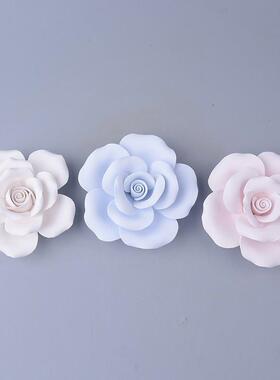 粉色陶瓷玫瑰花 手捏陶瓷玫瑰花香薰花  亚马逊石膏吸香花扩香花