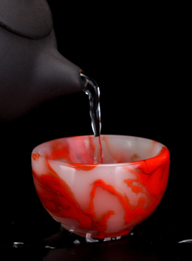 彩玉茶具摆件新疆和田玉