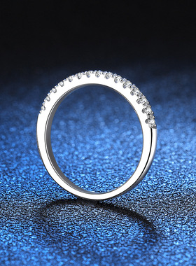 S925银镀18K金PT950铂金镶嵌22分莫桑石排戒莫桑钻满钻戒指女婚戒