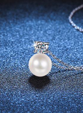 S925银镀18K金PT950铂金镶30分莫桑石D色简约锁骨链女莫桑石项链