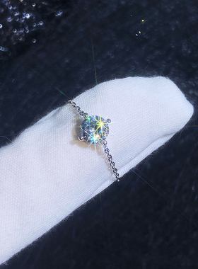 网红人鱼莫桑石戒指S925银镀18K金PT950铂金戒指可调节小众女款戒